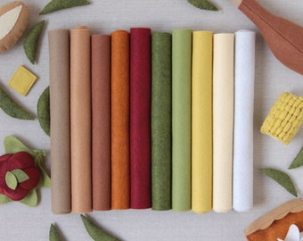 Wool Felt // Feast // Felt Sheets, Thanksgiving Garland Felt, Fall Autumn Felt Colors, Merino Felt, Fall Felt Crafts, Felt Food Craft, Felt