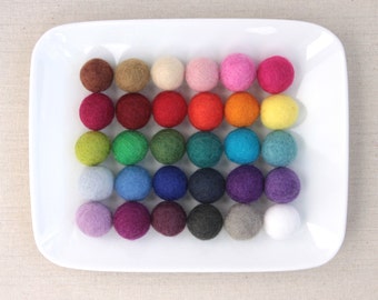 Felt Pom-Poms, Medium // Pack of 50 // Wool Felt Balls by Benzie // Felted Balls, Felt Beads, Felt Ball Garland, Wool Pom Poms, DIY