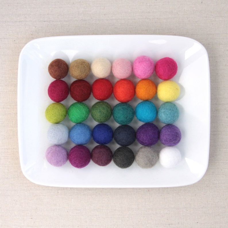 Felt Pom-Poms, Medium // Pack of 50 // Wool Felt Balls by Benzie // Felted Balls, Felt Beads, Felt Ball Garland, Wool Pom Poms, DIY image 1