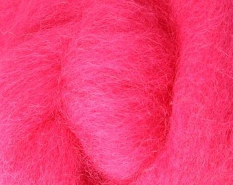 Wool Roving // Blossom Corriedale Roving // Bright Pink Wool Roving Sliver, Needle Felting, Wet Felting, Fiber Arts, Yarn Spinning