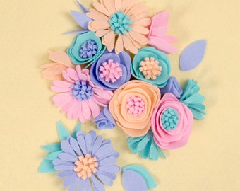 Big Felt-Fetti Flower Bouquet, die cut shapes // Felt-Fetti by Benzie // Wool Blend Felt, Hair Crafts, Garland Kit, Party, DIY Crafting