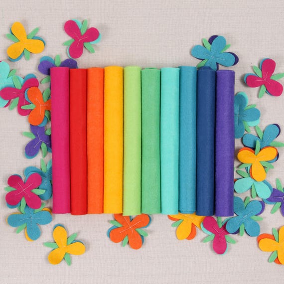 Wool Felt // Bright Side // DIY Garland, Merino Wool Felt Sheets, Rainbow Crafts, Bright Felt Assortment, Trolls Inspired Felt Collection