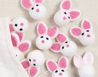 Bunny, Foxglove Pink // Felt Shapes // Wool Bunny, Felt Pom Poms, DIY Garland, Nursery Decor, Photo Props, Waldorf, Wool Beads, Felt Bugs