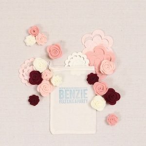 Felt-fetti Roses, die cut shapes // Felt-Fetti by Benzie // Wool Blend Felt, Hair Crafts, Garland Kit, Party, DIY Crafting