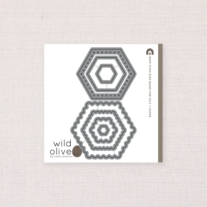 Deep Etch Dies // Hexagons and Scallops // Die Cutting, Felt Stitching, Paper Crafting, Needle Work, Hexagon Ornament image 1