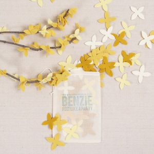 Vilt-fetti Forsythia, gestanst vormen//vilt-Fetti door Benzie//wol mix vilt, haar ambachten, Garland Kit, feest, DIY Crafting