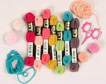 Fio para tapeçaria // Fio de lã DMC // Fio de lã, bordado em tela, bordado, tecelagem, tapeçaria, Benzie Design, Benzie Felt