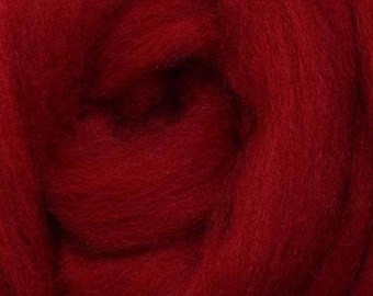 Wool Roving // Crimson Corriedale Roving // Wool Roving Sliver, Needle Felting, Felt Making, Wet Felting, Nuno Felting, Fiber Weaving