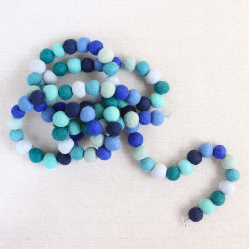 Felt Balls // Aqua //Felt Pom, Pom Garland DIY, Felt Beads, Nursery Decor, Felt Flower Supplies, Mobile Crafts, Children's Project, Pom Poms image 2