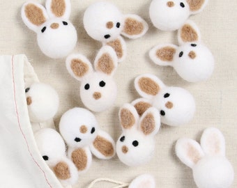 Bunny, Latte // Felt Shapes // Wool Bunny, Felt Pom Poms, DIY Garland, Nursery Decor, Photo Props, Waldorf, Wool Beads, Felt Bugs