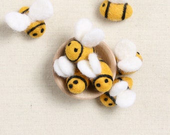 Felted Bee// Felt Shapes // Wool Bee, Felt Pom Poms, DIY Garland, Nursery Decor, Photo Props, Waldorf, Wool Beads