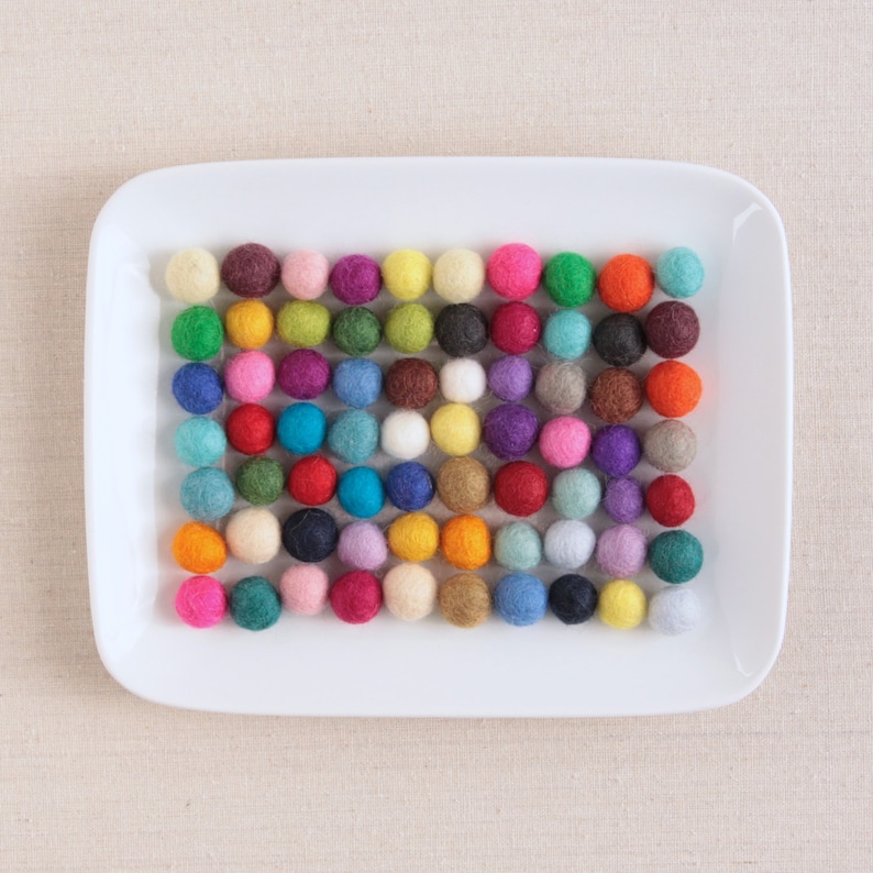 Felt Pom-Poms, Small // Pack of 50 // Wool Felt Balls by Benzie // Felt Garland, Felt Balls, DIY Felt Garland Kit, Felted Balls, Felt Bead image 1