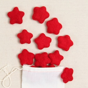 Tiny Stars, Red // Felt Shapes // DIY Garland, Star Hair Accessory, Kids Crafts, Wool Star Beads, Fourth of July Decor, Starfish