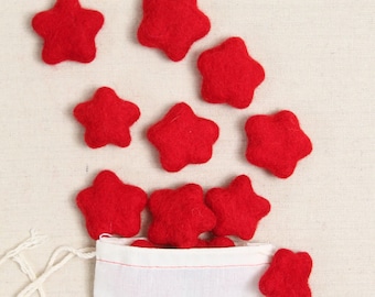 Tiny Stars, Red // Felt Shapes // DIY Garland, Star Hair Accessory, Kids Crafts, Wool Star Beads, Fourth of July Decor, Starfish