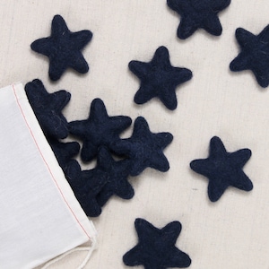 Felt Stars, Midnight Bundle // Felt Shapes // Felt Pom, DIY Garland, Star Hair Accessory, Kids Crafts, Wool Star Beads, Fourth of July Decor