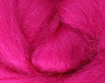 Wool Roving // Fuchsia Corriedale Roving // Pink Wool Roving Sliver, Needle Felted Animals, Wet Felting, Yarn Spinning, Fiber Weaving
