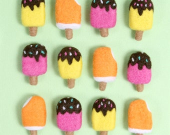 Popsicle // Felt Shapes // Wool Popsicle, Felt Pom Poms, DIY Garland, Mini Felt Popsicle, Nursery Decor, Photo Props, Popsicle Decor