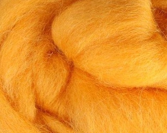 Wool Roving // Golden Yellow Corriedale Roving // Wool Roving Sliver, Yarn Spinning, Fiber Weaving, Wet and Needle Felting, Felted Animals