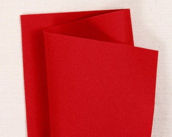 Cherry Red 100% Wool Felt // Pure Merino Wool Felt Sheets // Bellwether //  Red Wool Felt Doll Making, Red Felt Sheets, Felt Projects