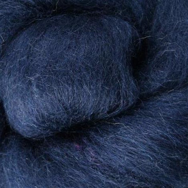 Wool Roving // Midnight Corriedale Roving // Dark Blue Wool Sliver, Needle Felting, Felted Sculpture, Nuno Wet Felting, Fiber Weaving