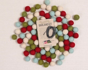 Yuletide Pom Palette // Felt Pom-Poms // Christmas, Felt Balls, Holiday Colors, DIY Garland Kit, Rainbow Crafts, Wool Beads, Decor