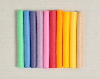 Wool Felt // Panorama Palette // Wool Blend Felt Sheets, Rainbow Felt Colors, Spring Crafts, Merino Wool Felt Flowers