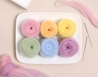 Wool Roving  // Pastel Colors // Corriedale Roving, Needle Felting, Wet Felting, Easter Crafts, Spring Colors, Weaving Fibers, Cotton Candy