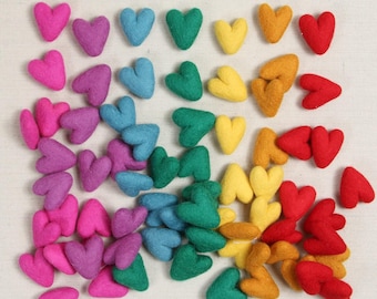 Corações // Formas de Feltro // Pompons de Feltro de Lã, Corações de Feltro, Guirlanda DIY, Decoração para Quarto de Bebê, Móbile, Adereços para Fotos, Dia dos Namorados