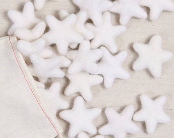 Felt Stars, White Bundle // Felt Shapes // DIY Garland, Star Hair Accessory, Kids Crafts, Wool Star Beads, Fourth of July Decor, Starfish