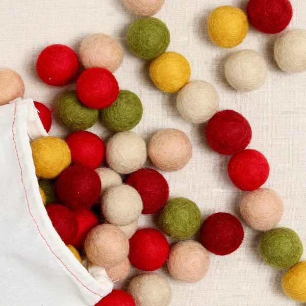 Home & Hearth Pom Palette // Felt Pom-Poms // Multi Colored Felt Balls, DIY Garland Kit, Rainbow Crafts, Wool Beads, Decor