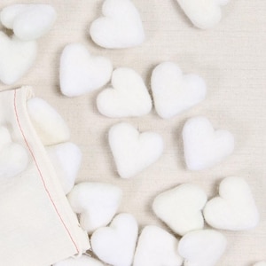 Felt Hearts in White, 12 pack  // Felt Shapes // Wool Felt Pom Poms, DIY Garland, Nursery Decor, Mobile, Photo Props