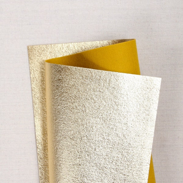 Metallic Felt // Gold // Bellwether, 9x12" Metallic Felt Sheets, Gold Accent, Merino Wool Felt Fabric, Shiny Felt, Felt Flowers, Hair Crafts