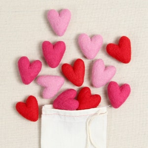 Sweethearts, XOXO Mix, 12 pack  // Felt Shapes // Wool Felt Pom Poms, DIY Garland, Nursery Decor, Mobile, Photo Props
