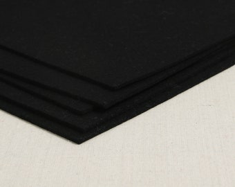 Fieltro grueso // Bellwether Black // Láminas de fieltro de lana merino de 3 mm, para la confección de bolsos, diseño de interiores, tela gruesa, fieltro denso, costura de fieltro