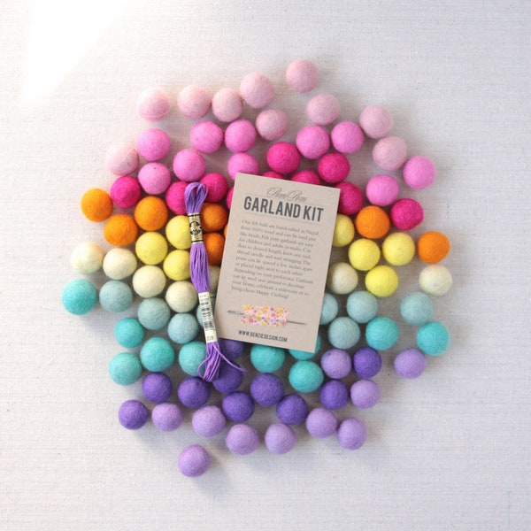 Pot of Gold Pom Palette // Felt Pom-Poms // Multi Colored Felt Balls, DIY Garland Kit, Rainbow Crafts, Wool Beads, Decor