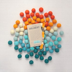 Atomic Age Pom Palette // Felt Pom-Poms // Multi Colored Felt Balls, DIY Garland Kit, Rainbow Crafts, Wool Beads, Decor