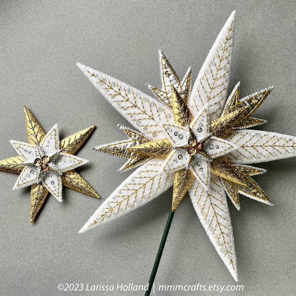 MmmCrafts // LodeStar White, Silver & Gold // Wool Felt // Benzie Guest Curator //  Tree Topper, Christmas, Ornament, Pendant, felt crafts