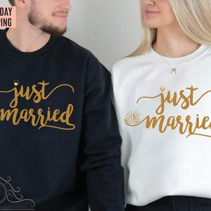Just Married Sweatshirt, Honeymoon Sweatshirt, Newlywed Sweatshirt, Wedding Shirt, Wife And Hubs Shirts, Matching Couple Gift, Unisex Tee