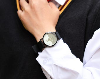 Custom Engraving Watch, Magic House Style Watch, Personalized Engraved Watch, Unique Gift For Him,Special Gift,Birthday Gift,Back to School