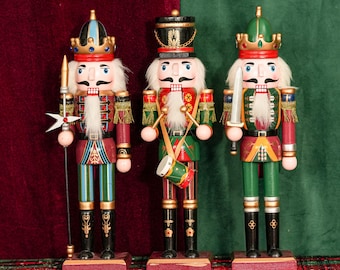 Ręcznie robiony, zabytkowy, drewniany dziadek do orzechów, 11,8 cala, drewniany dziadek do orzechów, idealne drewniane rękodzieło, prezent na Boże Narodzenie