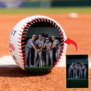 Custom Photo Baseball, Personalized Text Keepsake, Graduation Team Coach Gift