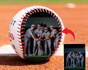 Spersonalizowana fotografia baseballowa, spersonalizowany tekst na pamiątkę, prezent dla trenera drużyny ukończenia szkoły