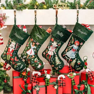 Velvet Embroidered Nutcracker Christmas Stocking,Custom Holiday Stockings,Personalized Christmas Stockings,Family Stockings,Holiday Decor