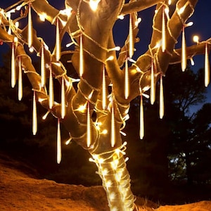 Luci a pioggia di meteore a LED / Luci a catena a forma di goccia di pioggia impermeabile per Natale / Festa di Natale / Patio e decorazioni per esterni (30 CM)