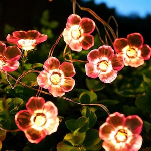 2 M 20 LED | 3 M 30LED ピンク 桜 フェアリー ライト – 屋外クリスマス ガーランド & ホーム デコレーション用電池式フラワー ストリング ライト