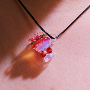 Glass flower bouquet necklace, flower necklace,Glass Birth flower pendant,Gift for her,Charming Jewelry,Wedding Gift for bridesmaid