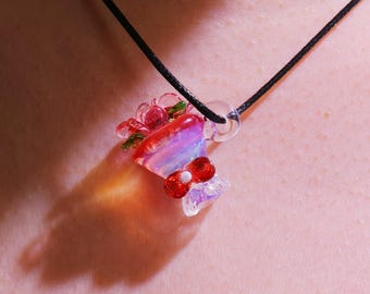 Glass flower bouquet necklace, flower necklace,Glass Birth flower pendant,Gift for her,Charming Jewelry,Wedding Gift for bridesmaid