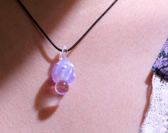 Glass Mushroom Pendant Necklace, Magical Mushroom Jewelry, Hand Blown Art Lampwork Glass Pendant Necklace ,Unique Gift for mushroom lover