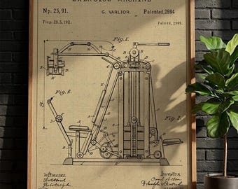 POSTER | Vintage Gym Equipment Blueprint Art: Retro Fitness Decor (Digital Download)
