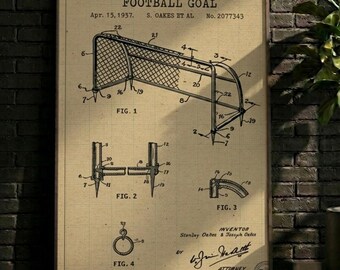 PÓSTER / Decoración de pared, Lámina con patente de portería de fútbol vintage, Arte de pared con diseño retro (Descarga digital)